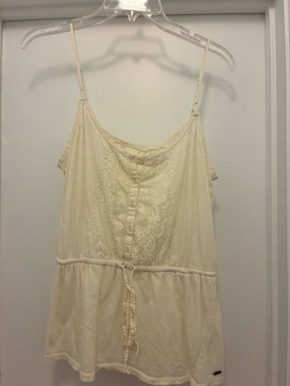 Aeropostale Cream Lace-Front Spaghetti Strap Cami